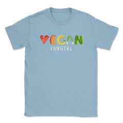 Vegan Fangirl Vegetable Lettering Cool Design print Unisex T-Shirt - Light Blue