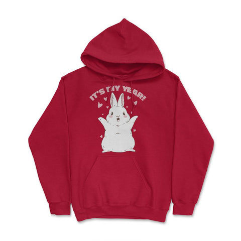 Chinese New Year of the Rabbit Kawaii Happy Bunny print Hoodie - Red