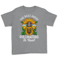Pollinator Bee & Sunflowers Cottage Core Aesthetic print Youth Tee - Grey Heather