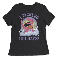 I Tackled 100 Days of School T-Rex Dinosaur Costume graphic - Women's Relaxed Tee - Black