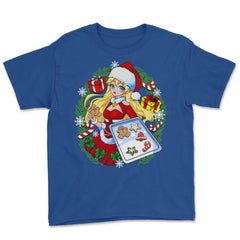 Anime Christmas Santa Girl with Xmas Cookies Cosplay Funny print - Royal Blue