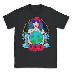 Mother Earth Guardian Holding the Planet Gift for Earth Day graphic - Black