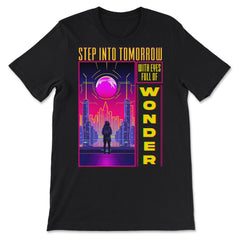 Futuristic Skyline Silhouette Step Into Tomorrow's Wonder print - Premium Unisex T-Shirt - Black