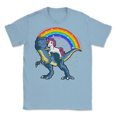 Unicorn Riding a T-Rex Dinosaur Funny Humor product Unisex T-Shirt - Light Blue