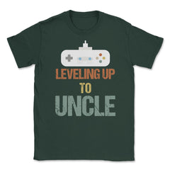 Funny Leveling Up To Uncle Gamer Vintage Retro Gaming print Unisex - Forest Green