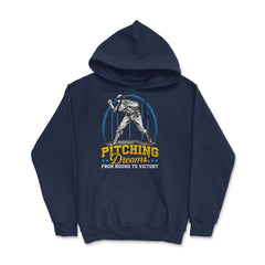 Pitchers Pitching Dreams from Mound to Victory print Hoodie - Navy