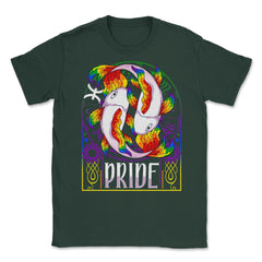 Gay Zodiac LGBTQ Zodiac Sign Pisces Rainbow Pride print Unisex T-Shirt - Forest Green
