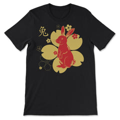 Chinese New Year of the Rabbit 2023 Symbol & Flowers product - Premium Unisex T-Shirt - Black