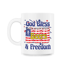 God Bless Beer & Freedom Funny 4th of July Patriotic graphic - 11oz Mug - White