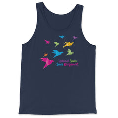 Unleash Your Inner Origamist Colorful Origami Flying Birds product - Tank Top - Navy