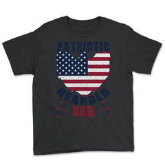 Patriotic Bearded Dad 4th of July Dad Patriotic Grunge graphic - Youth Tee - Black