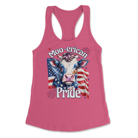 4th of July Moo-erican Pride Funny Patriotic Cow USA product Women's - Hot Pink