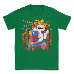 Mexican Cat Riding A Piñata Horse Design for Cinco de Mayo print - Green