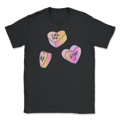 Candy In Hearts Form Negative Messages Funny Anti-V Day product - Black