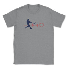 Baseball Lover Heartbeat Pitcher Batter Catcher Funny graphic Unisex - Grey Heather