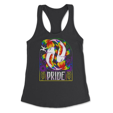 Gay Zodiac LGBTQ Zodiac Sign Pisces Rainbow Pride print Women's - Black
