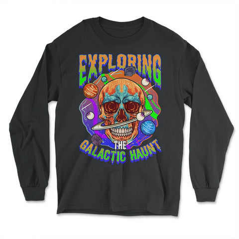 Exploring The Galactic Haunt Space Skull Design product - Long Sleeve T-Shirt - Black