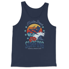Middles Beach Surfing for Men Retro 70s Vintage Sunset Surf print - Tank Top - Navy
