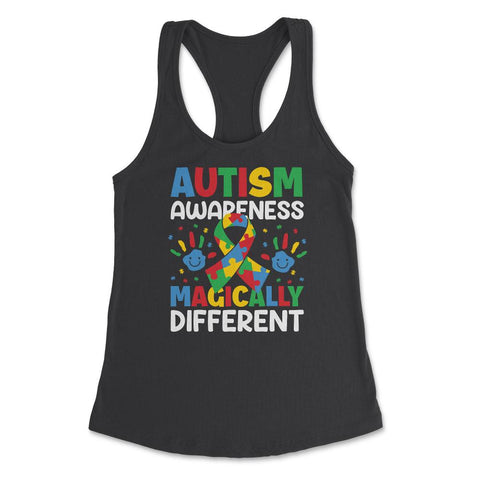 Autism Awareness Magically Different graphic Women's Racerback Tank - Black