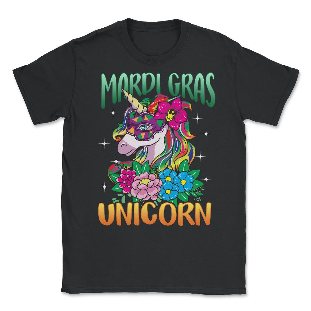 Mardi Gras Unicorn with Masquerade Mask Funny product Unisex T-Shirt - Black