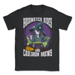 Anime Witch Cauldron Broomstick Rides And Cauldron Brews print - Unisex T-Shirt - Black