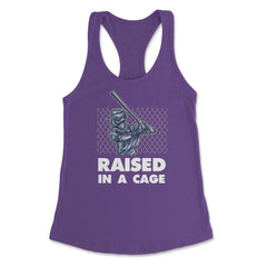 Funny Baseball Batter Hitter Raised In A Cage Sporty Humor print - Purple