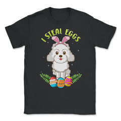 Easter Poodle dog with Bunny Ears Funny I steal eggs Gift product - Black