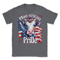 4th of July Moo-erican Pride Funny Patriotic Cow USA product Unisex - Smoke Grey