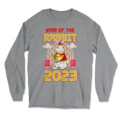 Chinese Year of Rabbit 2023 Chinese Aesthetic product - Long Sleeve T-Shirt - Grey Heather