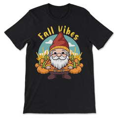Fall Vibes Cute Gnome with Pumpkins Autumn Graphic product - Premium Unisex T-Shirt - Black