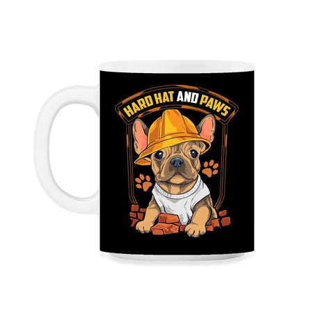 French Bulldog Construction Worker Hard Hat & Paws Frenchie graphic - Black on White