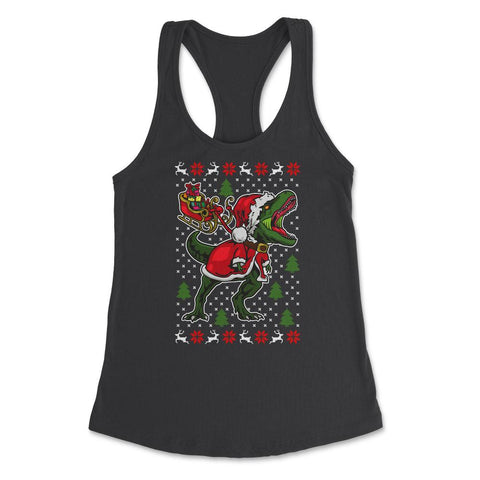 Ugly Christmas design Style Dinosaur Sleigh Funny product Women's - Black