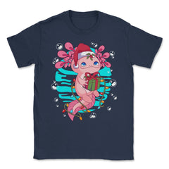 Axolotl Christmas with Santa’s Hat & Wrapped in Lights product Unisex - Navy