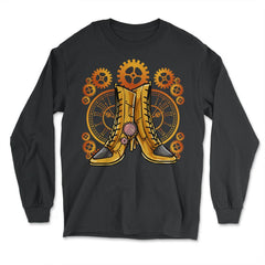 Steampunk Gears Female Boots - Unique Style For The Bold graphic - Long Sleeve T-Shirt - Black