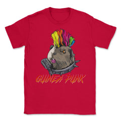 Punk Guinea Pig Guinea Punk for Cavy Lovers Gift  print Unisex T-Shirt - Red