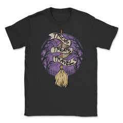 Halloween Witch Broom Fun Gift print Unisex T-Shirt - Black