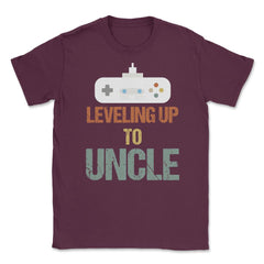 Funny Leveling Up To Uncle Gamer Vintage Retro Gaming print Unisex - Maroon