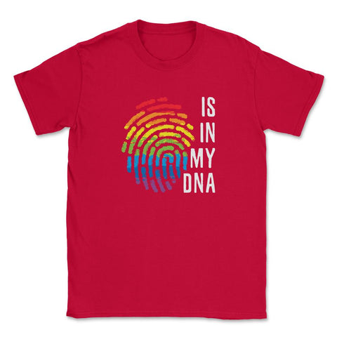 Is In My DNA Rainbow Flag Gay Pride Fingerprint Design design Unisex - Red