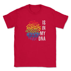 Is In My DNA Rainbow Flag Gay Pride Fingerprint Design design Unisex - Red