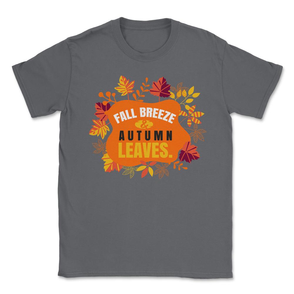 Fall Breeze and Autumn Leaves Design Gift print Unisex T-Shirt - Smoke Grey