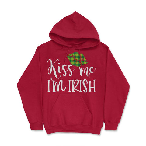 Kiss Me I’m Irish Green Lips Saint Patrick’s Day Women graphic Hoodie - Red