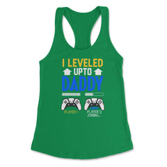 Funny Dad Leveled Up to Daddy Gamer Soon To Be Daddy graphic Women's - Kelly Green
