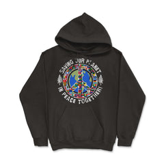 Saving Our Planet in Peace Together! Earth Day design Hoodie - Black