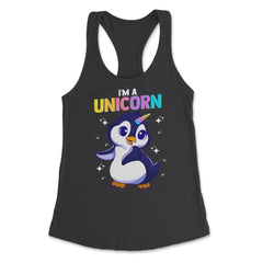 I'm a Unicorn Happy Penguin with Unicorn Horn Funny Kawaii graphic - Black