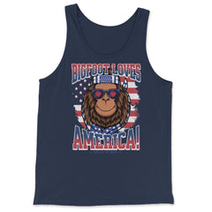 Patriotic Bigfoot Loves America! 4th of July graphic - Tank Top - Navy