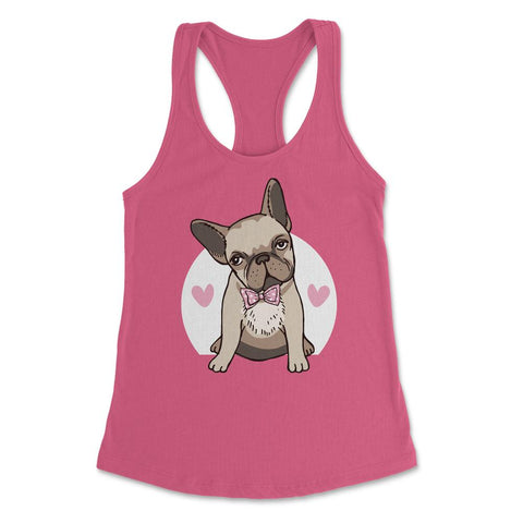 Cute French Bulldog With Hearts Bow Tie Frenchie Pet Owner design - Hot Pink