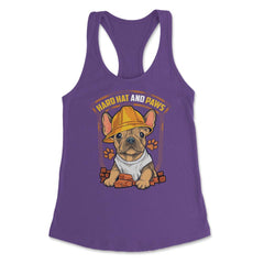 French Bulldog Construction Worker Hard Hat & Paws Frenchie graphic - Purple