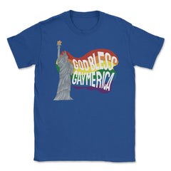 God Bless Gaymerica Statue Of Liberty Rainbow Pride Flag design - Royal Blue