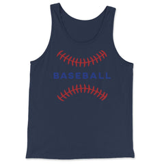 Baseball Lover Sporty Baseball Red Stitches Players Coach product - Tank Top - Navy