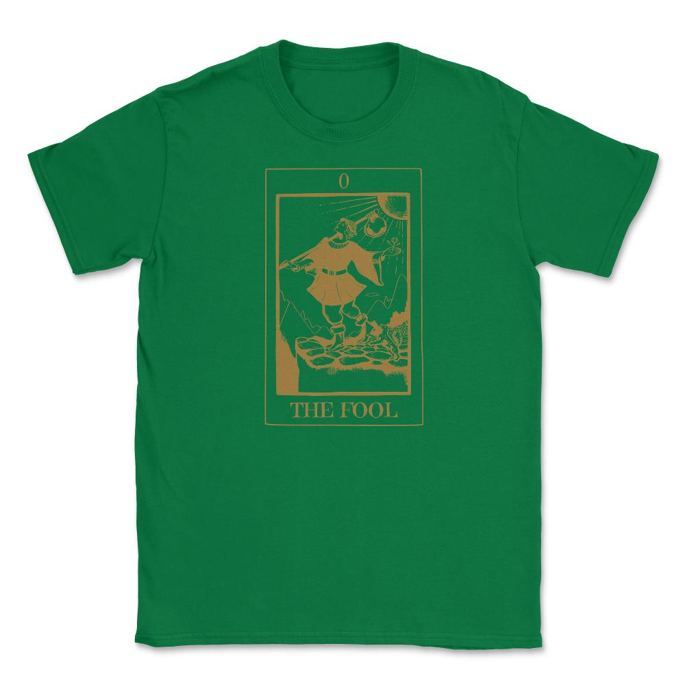 The Fool Tarot Card 0 Retro Vintage Line Art graphic Unisex T-Shirt - Green